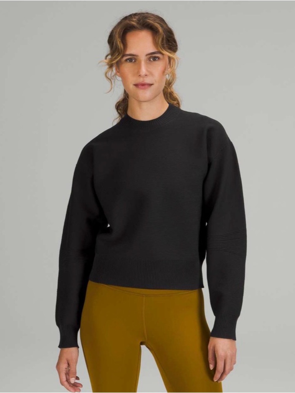 Lululemon All Around Crewneck Sweater Cropped Black Gorpcore - Size 6